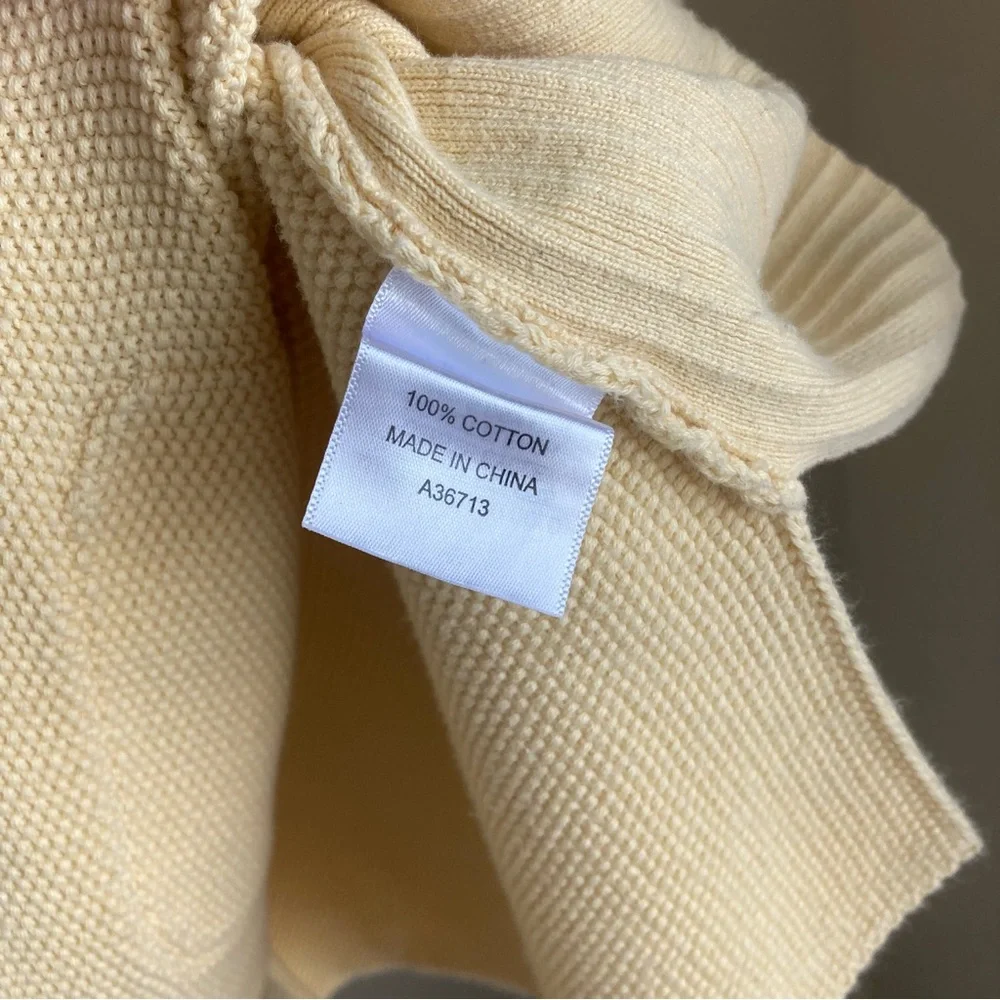 Appleseed’s Light‎ Butter Yellow Knit Sweater 100% Cotton Boho Hipster Medium